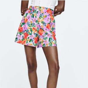 ZARA Linen Blend Floral Shorts